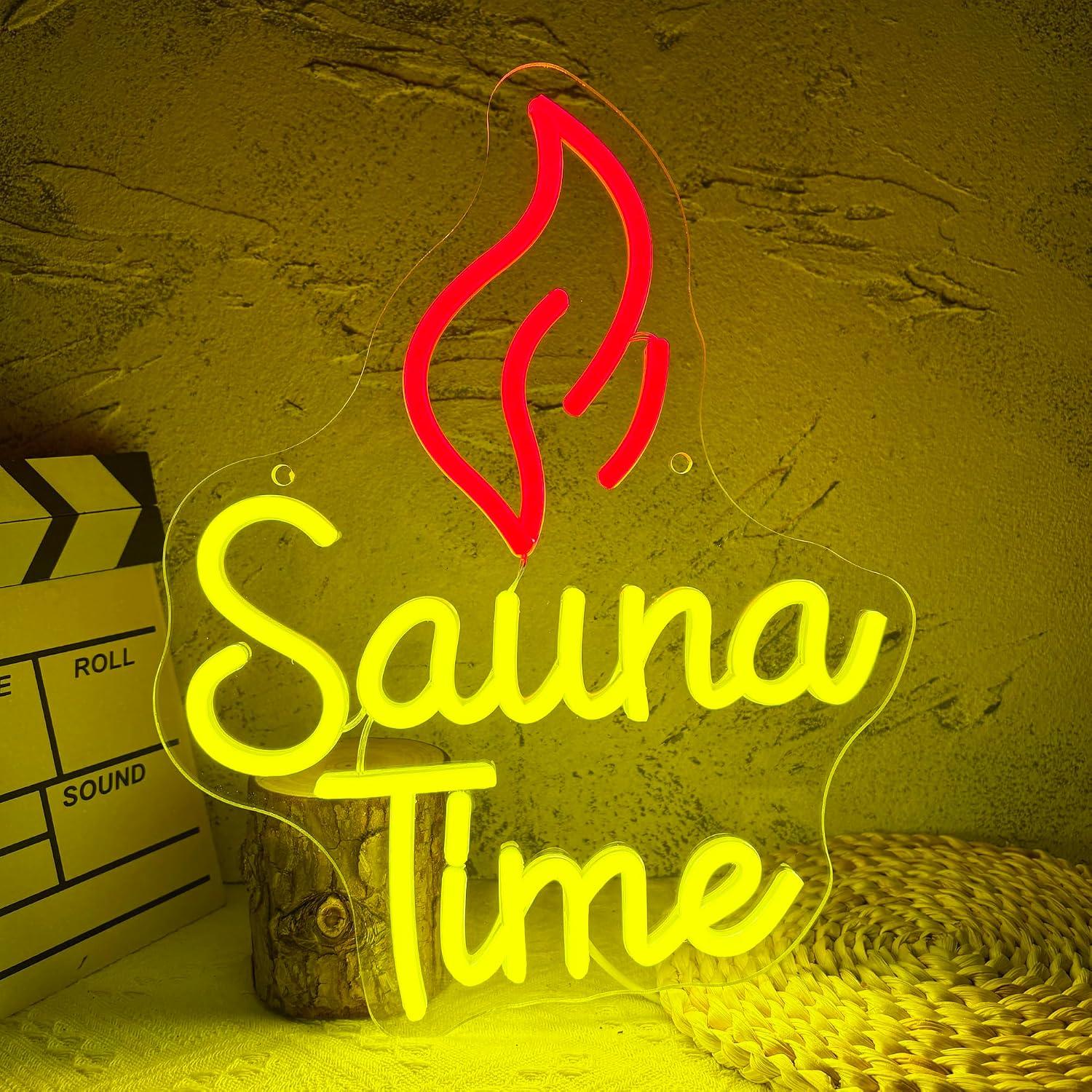 Spa Wellness Gym - Sauna Time Neon-Schild, USB-dimmbare LED-Leuchten für